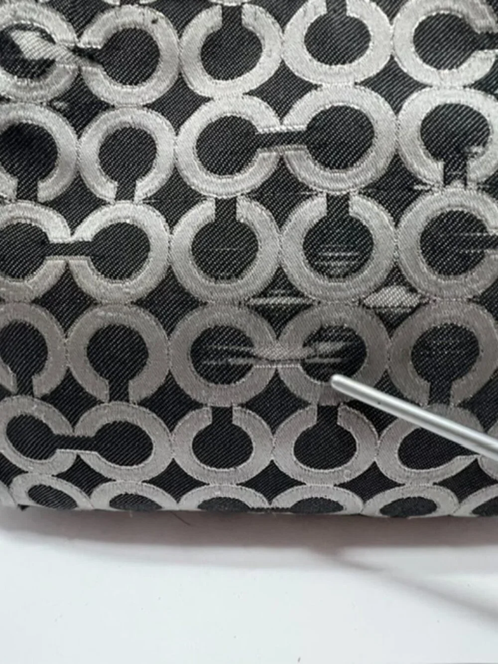 Coach Madison Crossbody bag Black/Grey Jacquard w/Cert of Auth - needs repairs